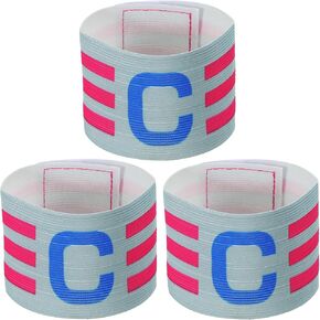 PATIKIL 12.2x2.5 Soccer Captain C Armband, 3 Pack Nylon Unisex Elastic Arm Badge Adjustable for Youth Adult Team Training, Grey