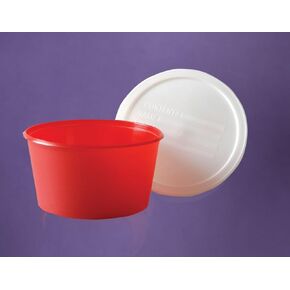 Medline Non-Sterile Plastic Stool Specimen Containers with Snap Lid, 8 oz., Red, Collection Cups, Pack of 250