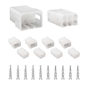 JRready ST6418 Standard.093" Pin and Socket Power Connectors 6 Circuits (5 Matched Sets), 14-20 AWG，Compatible with Molex Standard.093" 6 Pin Male& Female Conector, 5.03 mm Pitch, Free Hanging