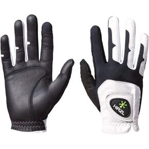 HIRZL GRIPPP FIT Golf Gloves – All Weather Mens Golf Glove (White/Black) | Kangaroo Leather & Lycra | Ultimate Grip in Wet or Dry Conditions