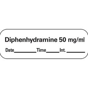 AN-210D50 Anesthesia Tape with Date, Time and Initial, Removable, Diphenhydramine 50 mg/mL, 1" Core, 1/2" x 500", Imprints White 333 (Pack of 1)