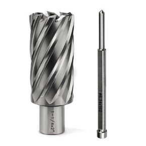 OSCARBIDE 1-1/4"x2"Annular Cutter,3/4 inch Weldon Shank,1-1/4 inch Cutting Diameter,2 inch Depth of Cut,2 Flat Mag Drill Bit with Pilot Pin for Magnetic Drill Press,1 Piece
