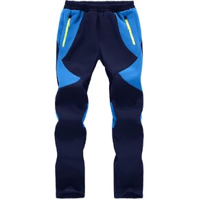 Kids Boys Girls Hiking Snow Ski Pants Waterproof Winter Warm Elastic Waist Pants Fleece Lined with Zipper Pockets