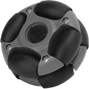 Omni Directional Wheel, Side Mobility Black Gray Load 2kg Omni Wheel 360 Rotating Nylon with Circular and Crossed Shaft Coupling for Robotic Competition