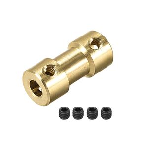 uxcell 4mm to 4mm Bore Rigid Coupling, 20mm Length 9mm Diameter, Copper Shaft Coupler Connector, Brass Tone 2Pcs