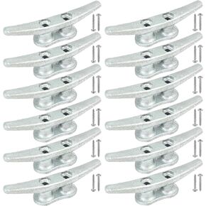 Boat Cleats 4Inch,Hot Dip Galvanized Cast Iron Dock Cleats,Electrophoretic Coated Black Dock Cleats,Rope Cleats Boat Dock Cleats for Marine Deck or Nautical Decor,Hardware Included (4/5/6/10/12Pack)