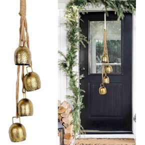 Bell Chime 3 Pcs Bells Relaxing Tranquil Christmas Decor Christmas Bells Cow Bells Rustic Hanging Bell with Rope Iron Xmas Garden Bells Retro Metal Bells Outdoor Harmony Bells, Home Decor