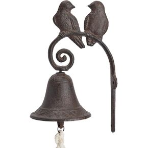 Love Birds Cast Iron Dinner Bell, Antique Style Farmhouse Wall Mounted Decoration for Outside The House (4.5 x 8.5 x 1.5 in)