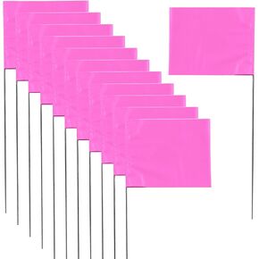 Marking 30 Pack Flags Yard Flags 15 x 4 x 5 Inch Marker Flags for Lawn Yard Flags Landscape Flgs Survey Flags, Sprinkler Flags, Irrigation Flags （Pink)