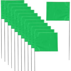 Marking 50 Pack Flags Yard Flags 15 x 4 x 5 Inch Marker Flags for Lawn Yard Flags Landscape Flgs Survey Flags, Sprinkler Flags, Irrigation Flags（green)
