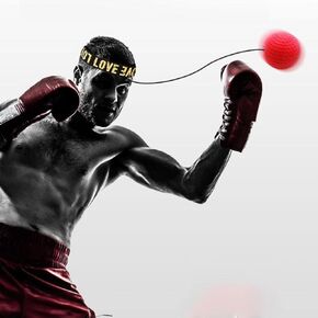 1Pc Red Boxing Reflex Ball,Boxing Equipment for Training at Home,Improve Reaction Speed and Hand Eye Coordination,Boxing Ball with Adjustable Elastic Head Band Speed and Agility,Sports Reaction Balls