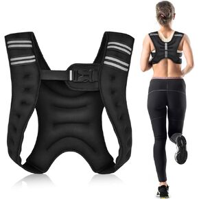 Weighted Vest, 6.5lb/3KG Weight Vest with Reflective Stripe, Body Weight Vests Adjustable for Men, Women Workout, Strength Training, Running, Walking, Jogging, Cardio, Weighted Workout