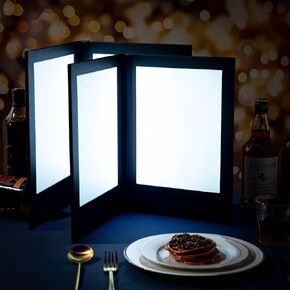 2 Pack LED Menu Covers 8" x 10.5" LED Backlit Light Double Panel Menu Holder PU Leather Menu Folder Fits Paper for Restaurant Hotel Club Bar Wine