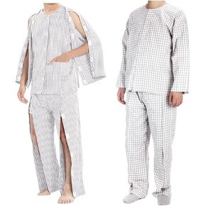 ثوب المستشفى الطبي، زي المريض المريض، ملابس قطنية قابلة للغسل بعد الجراحة مع أكمام طويلة لكبار السن، قابلة لإعادة الاستخدام، ملابس المريض طريح الفراش، مجموعة ثوب التمريض للنساء والرجال in Kuwait