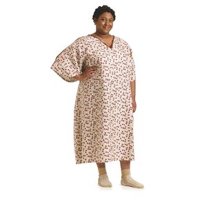 Medline Patient Blended IV Gown with Side Ties, Royal Print, Wine, 5X-Large - Comfortable and Durable Hospital Gowns, Pack of 12