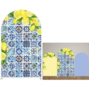 KONPON Patchwork Tile Arch Backdrop Cover for Porcelain Parties Decorations Arched Stand Covers Stretchy Background Birthday Banquet Decor Banner