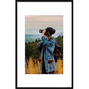 Vittanly 16x20 Black Poster Frame, Displays 11x14 Picture with Mat or 16x20 Poster without Mat, PVC Material with Plexiglass, Horizontal or Vertical Hanging, Ideal for Present, Single Pack