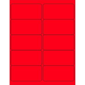 Tape Logic 4" x 2" Fluorescent Red Shipping Address Labels, for Laser & Inkjet Printers, Permanent Adhesive, 8 1/2" x 11" Sheet, 10 Labels Per Sheet, 100 Sheets