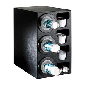 Dispense-Rite BFL-C-3BT Countertop Cup Dispensing Cabinet with (3) BFL-2F and Built-in lid and Straw Organizer - Black Polystyrene