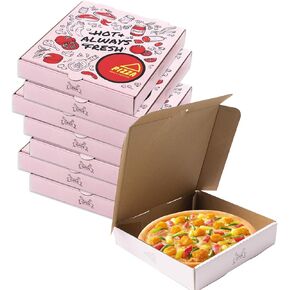 12pcs Kraft Corrugated Pizza Boxes, 7x7x1.6 Inch Square BBQ Pizza Boxes, Take Out Containers Gift Packing Boxes Mailing Shipping Storage Boxes for Pizza, Cake, Cookies, Food (7 inch)