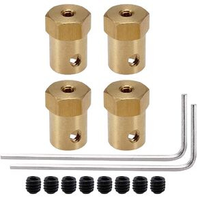 4 Pcs Brass Golden Tone Hex Motor Coupling Nut For Connecting 7mm Shaft Motor To The Wheel Flexible Coupling Connector