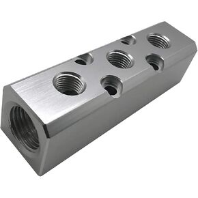 3 Way Pneumatic Manifold Air Distribution Block, Compressed Air Manifold Pneumatic Block, Air Coupler Fast Connector for Pneumatic Air Compressor