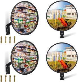 4 Pcs Convex Mirror Traffic Mirror 12 Inch Acrylic Indoor Round Corner Mirror Adjustable Mirror for Office School Classroom Security Garage Warehouse Store Blind Spot Street Business Safety