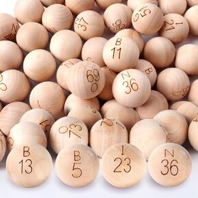 GSE 7/8-Inch Bingo Balls, Solid Wooden Replacement Bingo Game Balls for Parties, Bingo Nights, Prize Raffles