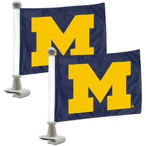 FANMATS 61914 Michigan Wolverines Ambassador Car Flags - 2 Pack Mini Auto Flags, 4in X 6in, Perfect for Hood or Trunk