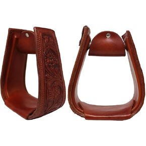 CHALLENGER Horse Saddle Stirrups Western 5" Wide Saddle Floral Tooled Leather Covered 51173DT