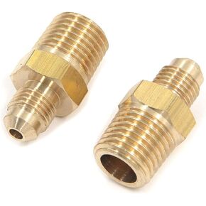 Quluxe 2 Pcs 3/16 Flare Nipple, Brass Tube Fitting, Half-Union, 3/16" Flare x 1/4" Male Pipe