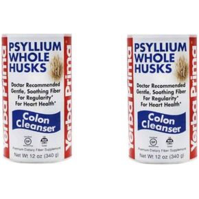 Yerba Prima Psyllium Whole Husks, 12 oz (2 Pack) - Colon Cleanser, Gluten Free, Non-GMO, Soothing Regularity
