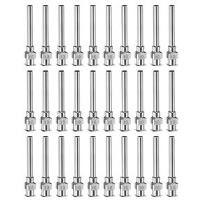 HARFINGTON 30pcs 18Gauge Stainless Steel Dispensing Needles, 1" All Metal Glue Needle Tube Blunt Tips Luer Lock for Thick Liquids, Ink, Glue, Lab Use