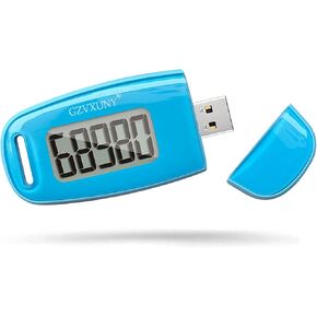 3D Pedometer Clip On, Simple Walking Step Counter with Backlight, USB Rechargeable Accurate Step Counter, Daily Target Monitor, Exercise Time (Blue)