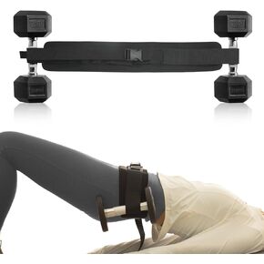 Exercise Hip Thrust Belt - Easy to Use with Dumbbells, Kettlebells, or Plates, Slip-Resistant Padding that Protects Your Hips for the Gym, Home Workouts, black