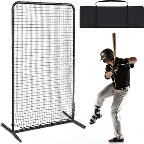 ShinyRelief 7 x 4 ft Baseball Pitching Screen Softball Pitching Net 1.3" Diameter Frame Pitcher Protection Pitching Net Protector with Portable Bag for Batting Cage Practice, I Screen