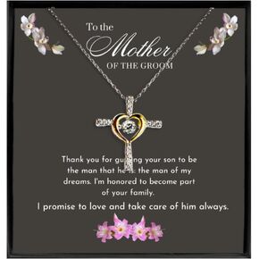 Mother of Groom Gift from Bride (.925) Stirling Silver Cross Necklace, Mother in Law Wedding Gift from Bride, Mother of the Groom Gifts from Bride, Mother of the Groom Jewelry