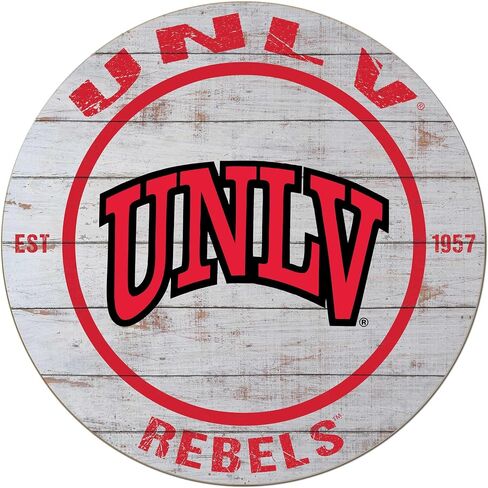 UNLV Rebels Weathered Circle Sign, 20x20 Inches, Rebels Decor for Dorm Room, Fan Cave, Living Room; Display Your Team Spirit with This University of Nevada Las Vegas Rebels Wall Art in Saudi Arabia