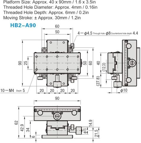 XY محور تتوافق التشذيب اليدوي ، 40x90 مللي متر دليل التشذيب والعتاد انزلاق المرحلة مرحلة الترجمة الخطية in Kuwait