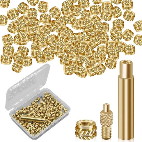 120Pcs M3 Threaded Insert, 3d Printer Accessories Brass Nut Inserts M3*4*5 Threaded Inserts for Metal, 1 M3 Heat Set Inserts Tip and 1 Solder Adapter Threaded Inserts Hardware Nuts 3d Printing Parts in Saudi Arabia