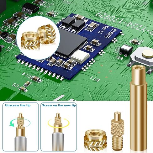120Pcs M3 Threaded Insert, 3d Printer Accessories Brass Nut Inserts M3*4*5 Threaded Inserts for Metal, 1 M3 Heat Set Inserts Tip and 1 Solder Adapter Threaded Inserts Hardware Nuts 3d Printing Parts in Saudi Arabia