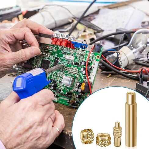 120Pcs M3 Threaded Insert, 3d Printer Accessories Brass Nut Inserts M3*4*5 Threaded Inserts for Metal, 1 M3 Heat Set Inserts Tip and 1 Solder Adapter Threaded Inserts Hardware Nuts 3d Printing Parts in Saudi Arabia