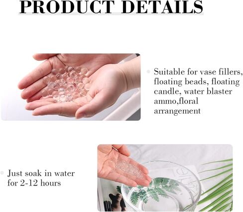 DomeStar 30,000 قطعة من خرز الماء للمزهريات، خرز مائي شفاف مزهرية حشو جل خرز جيلي خرز بوليمر لشمعة اللؤلؤ العائمة قطعة مركزية لحفلات الزفاف in Kuwait