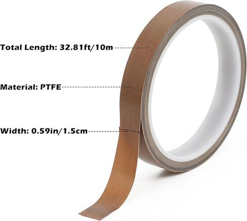 شريط تيفلون HONKID للوحة المفاتيح الميكانيكية، 0.59 بوصة (عرض) × 32.81 قدم (طول)، مصنوع من PTFE، مقاوم لدرجات الحرارة العالية، لا يوجد غراء متبقي (سمك 0.13 مم) in Kuwait