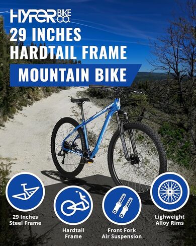 دراجة جبلية هايبر للرجال والنساء مقاس 29 بوصة. دراجة تريل مع مبدلات سرعة شيمانو 9 وإطار دراجة MTB خفيف الوزن من الألومنيوم. الدراجة الجبلية للسيدات والرجال. إكسبلورر (أزرق) in Kuwait