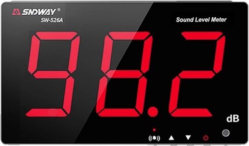 SW-526A 30-130db جهاز اختبار مستوى الصوت 18 بوصة شاشة كبيرة LCD عرض جدار معلق نوع ديسيبل قياس الضوضاء مع إنذار للمكتبة / الفندق / المسرح / اللوبي in Saudi Arabia