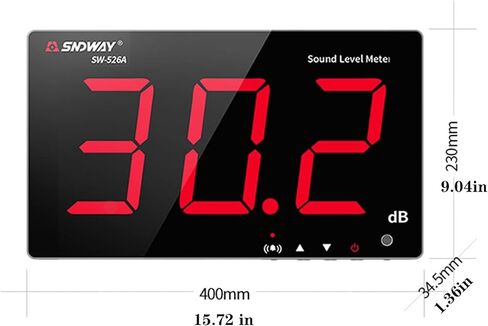 SW-526A 30-130db جهاز اختبار مستوى الصوت 18 بوصة شاشة كبيرة LCD عرض جدار معلق نوع ديسيبل قياس الضوضاء مع إنذار للمكتبة / الفندق / المسرح / اللوبي in Saudi Arabia