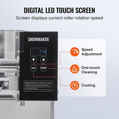 VEVOR Commercial Snowflake Ice Machine, 176.4LBS/24H Snowflake Ice Maker, Stainless Steel Ice Shaver Machine, Electric Snow Cone Maker, Air Cooling System for Rapid Heat Dissipation, for Bakery, Café in Saudi Arabia