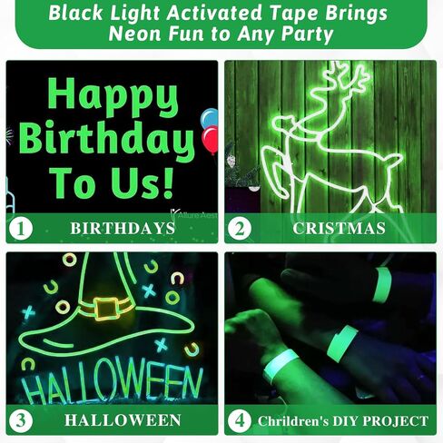 Neon Masking Tape Neon Gaffer Cloth Tape, Green Gaffer Tape, Blacklight Glow in The Dark Tape Fluorescent Spike Tape for Stage, Party, Glow Sticks, Art Crafts, 0.6 inch x 33 feet, Green in Saudi Arabia