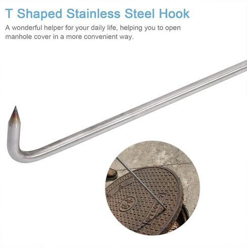 GANAZONO T-Hook خطاف معدني، خطاف غطاء القبو، خطاف غطاء تصريف العاصفة، خطاف أداة السنانير، غطاء الصرف، خطاف الرفع، خطاف الباب المتداول، خطاف الترامبولين، خطاف تثبيت، حديد التسليح من الفولاذ المقاوم للصدأ in Kuwait